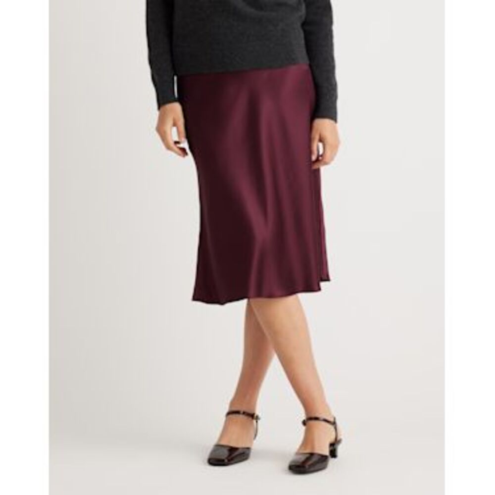 Quince 100% Washable Silk Skirt Wine Tasting Red Basic XS